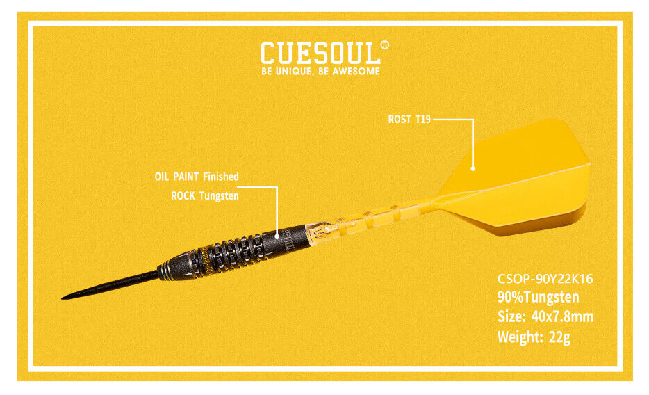 Cuesoul - 22g - Motorcycle Yellow Spokes 90% Tungsten Darts