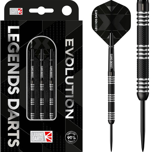 21g Legend Darts - Steel Tip - Evolution Series - B02 - Black - Straight Knurled