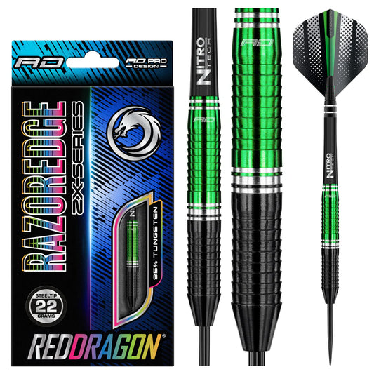 Red Dragon - Razoredge ZX-2 Green Darts - 85% Tungsten Darts