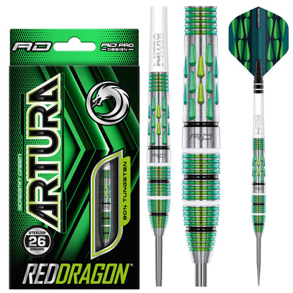 Red Dragon - Artura Screamin' Green Darts - 90% Tungsten Darts