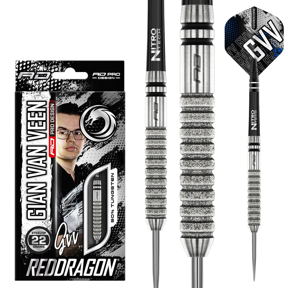 22g Red Dragon - Gian Van Veen Diamond - 90% Tungsten Darts